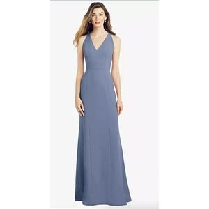 AFTER SIX Dress Womens Size 8 Larkspur Blue Purple Crepe Bridesmaid Gown 6821